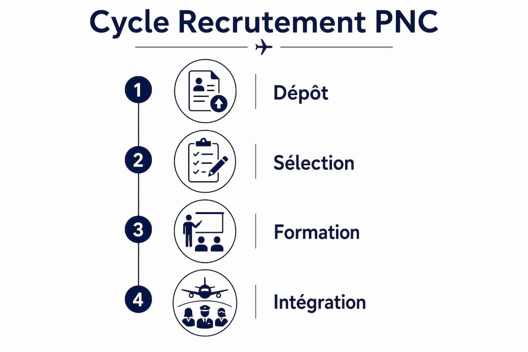 Schéma des différentes étapes du processus de recrutement des PNC