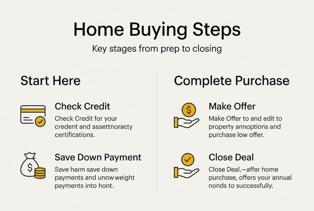 Infographic showing basic home buying steps
