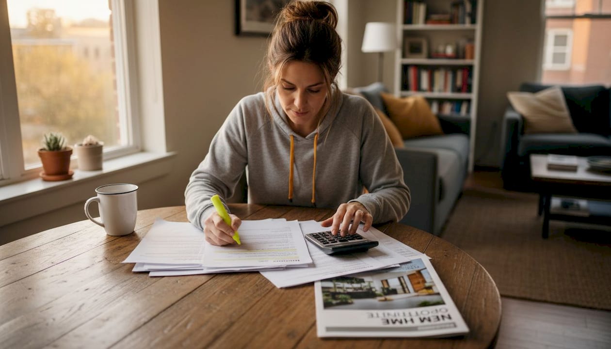 Buyer reviewing home purchase paperwork
