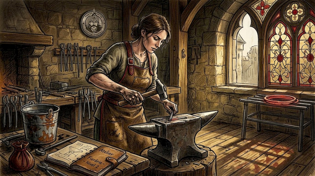 Participé en un taller de herrería organizado en un castillo medieval.