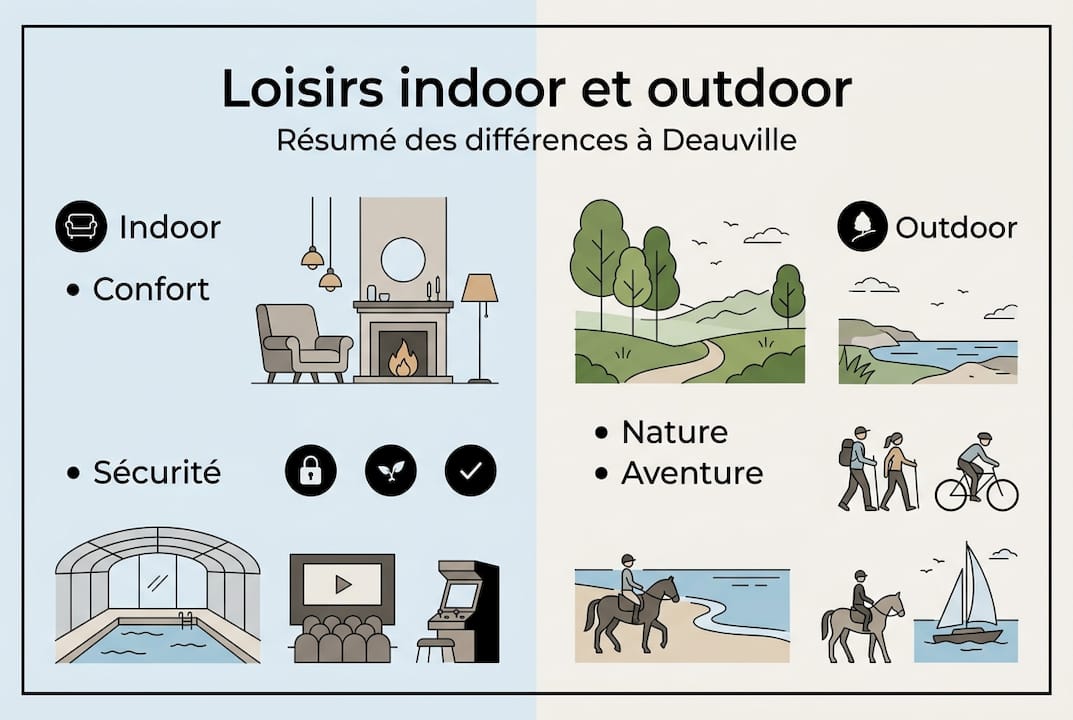 Infographie mettant en parallèle les activités de loisirs en intérieur et en extérieur