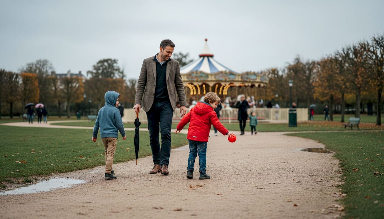 Une famille profite des activités de plein air à Deauville