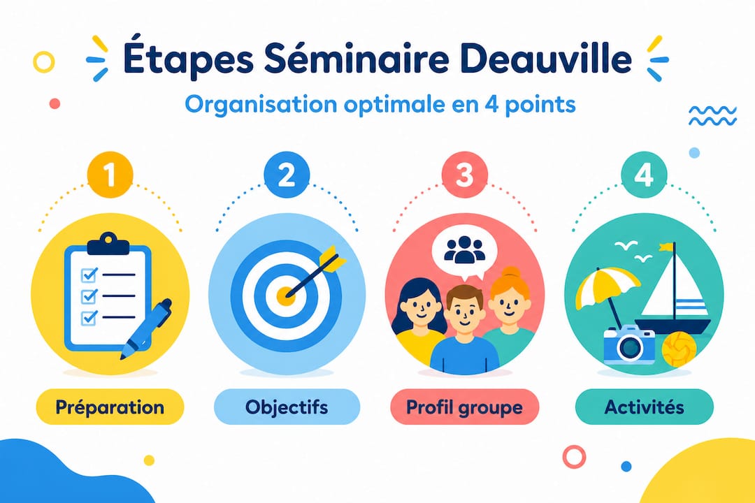 Infographie verticale : les grandes étapes pour organiser un séminaire à Deauville