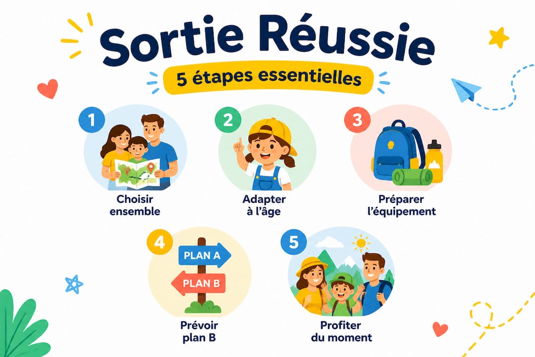 Infographie : les étapes clés pour organiser une sortie en famille