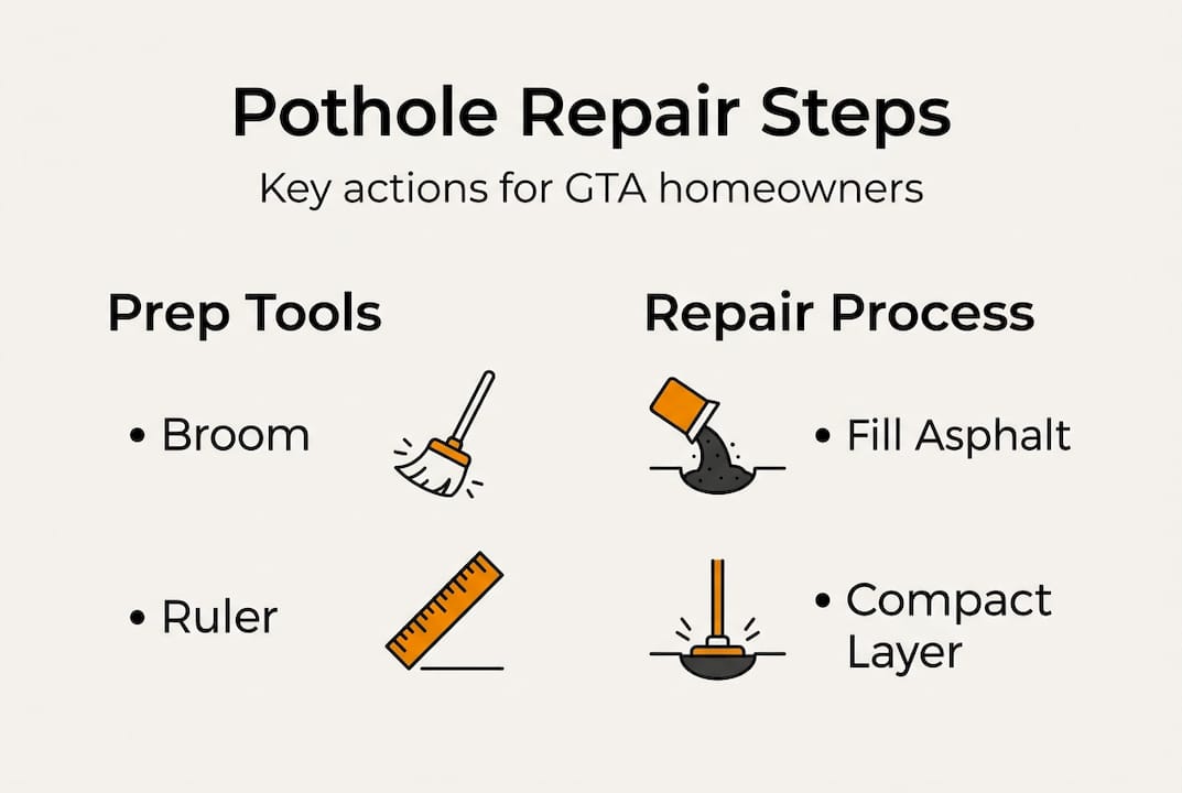 Infographic showing driveway pothole repair steps