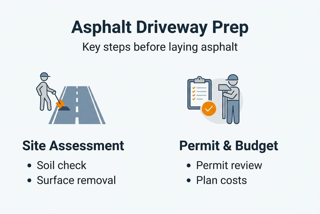 Infographic outlining steps before asphalt driveway