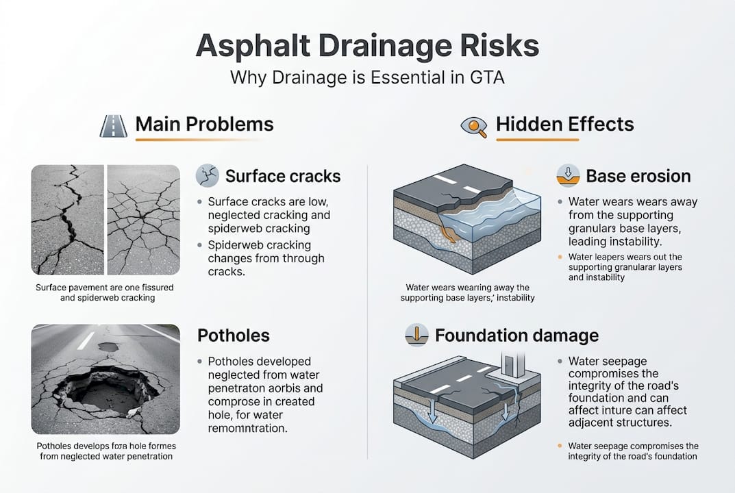 Infographic outlining asphalt drainage risks
