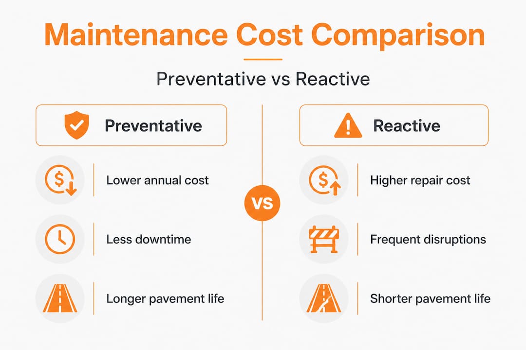 Infographic comparing preventative and reactive maintenance