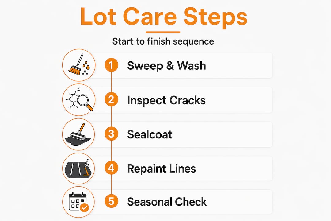 Infographic visualizing steps for lot care process
