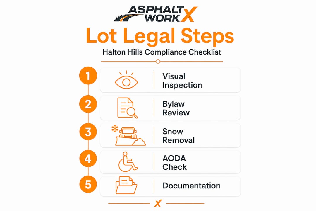 Legal compliance parking lot checklist infographic