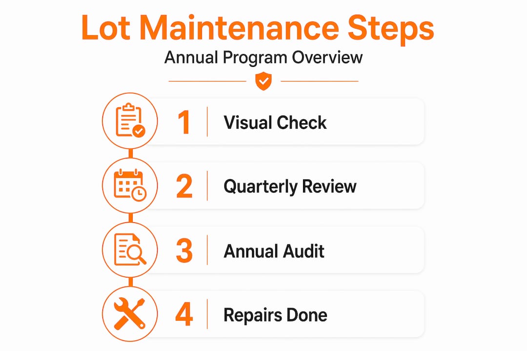Infographic showing parking lot maintenance steps