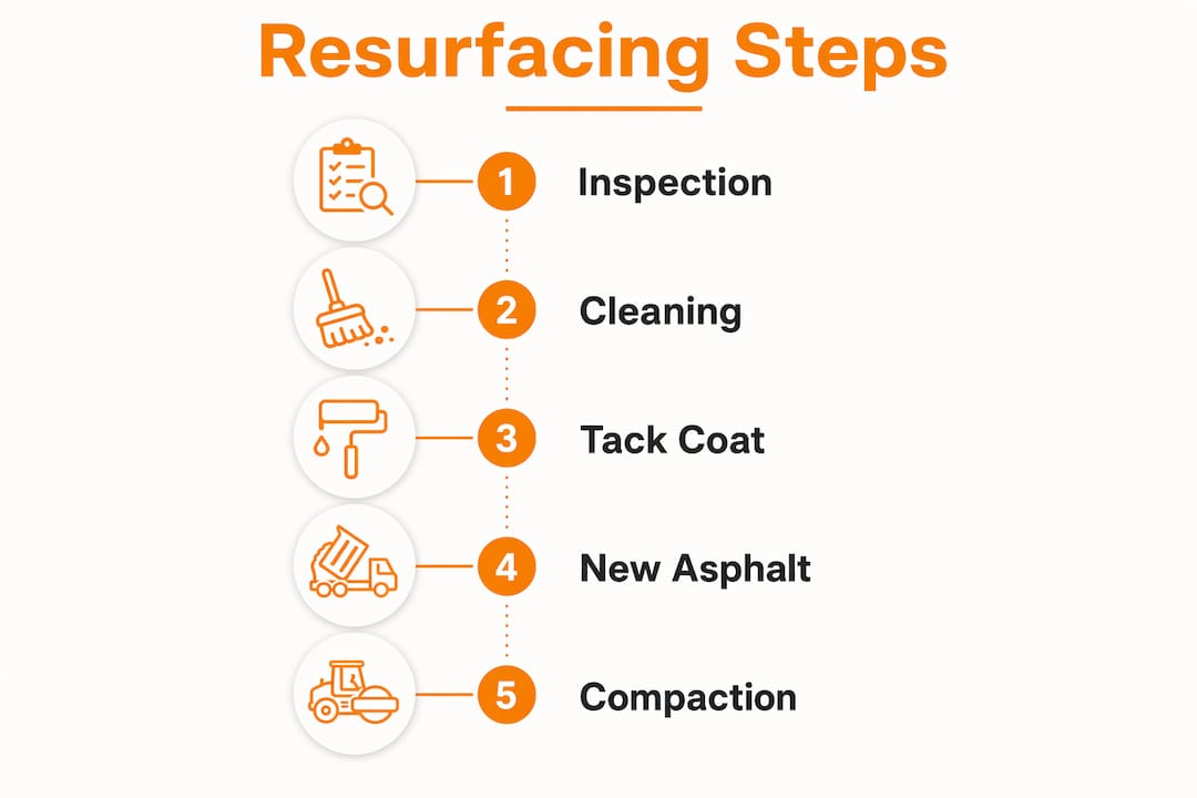 Infographic illustrating asphalt resurfacing steps