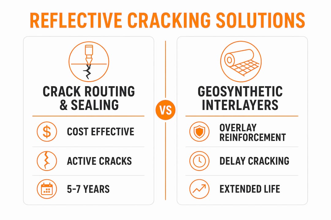 Infographic comparing reflective cracking repair methods