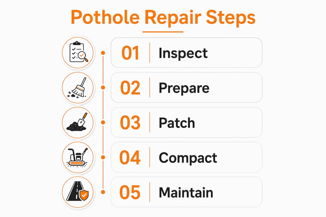 Infographic showing pothole repair steps