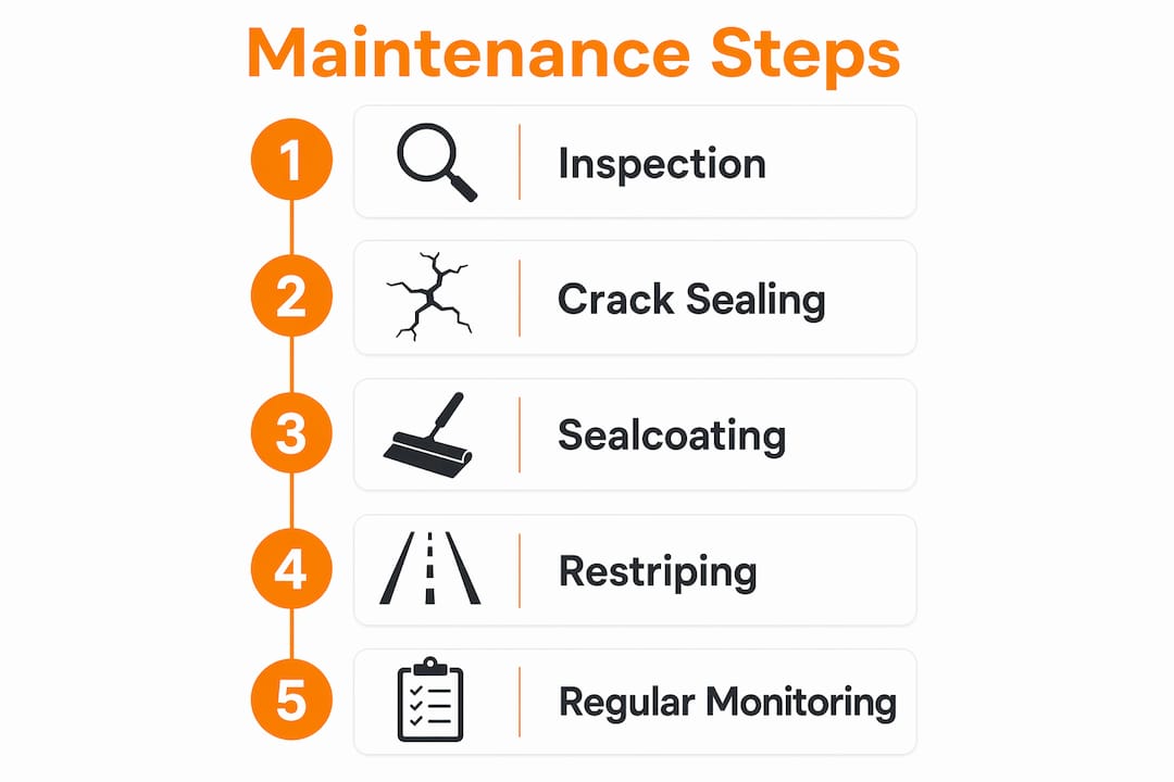 Infographic outlining asphalt maintenance steps
