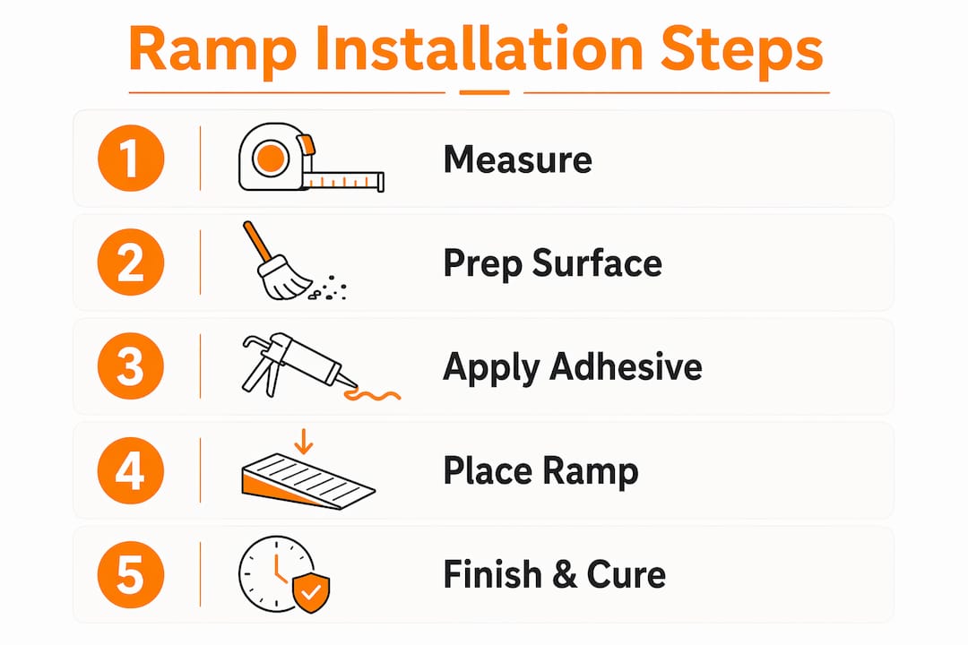 Step-by-step driveway ramp installation infographic