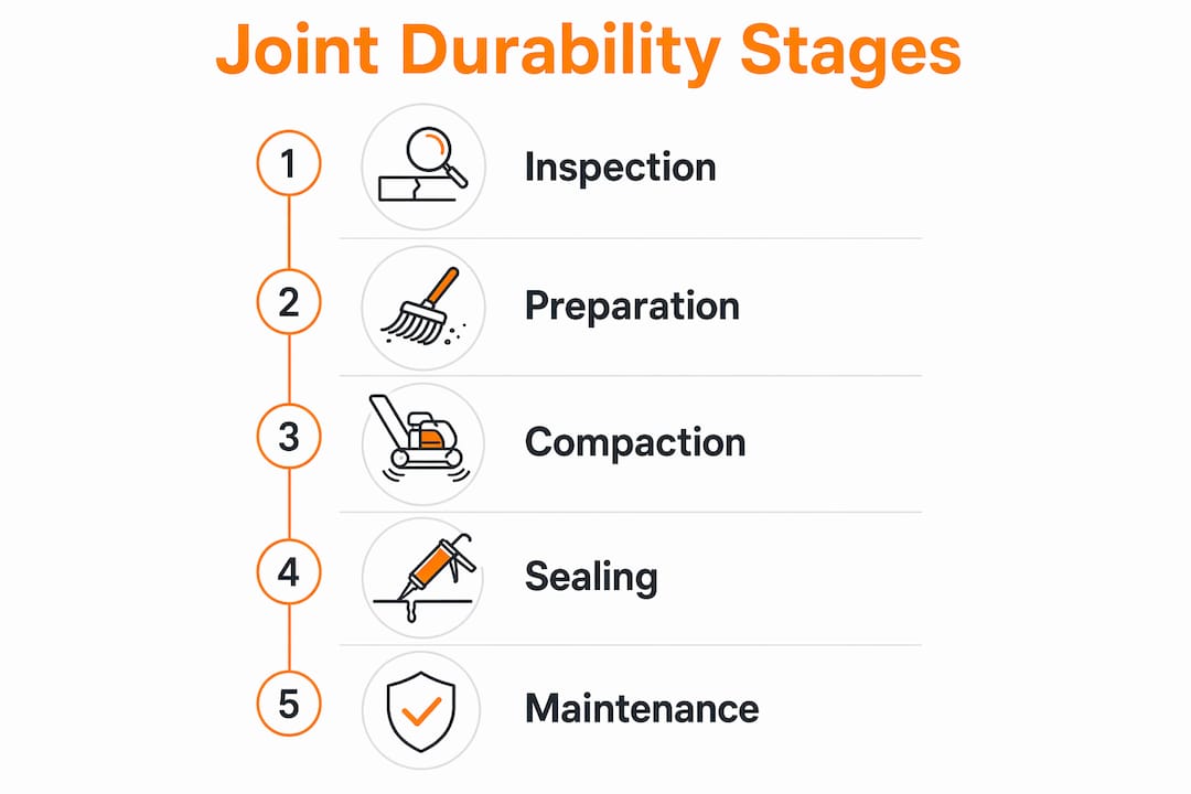 Infographic outlining asphalt joint durability stages