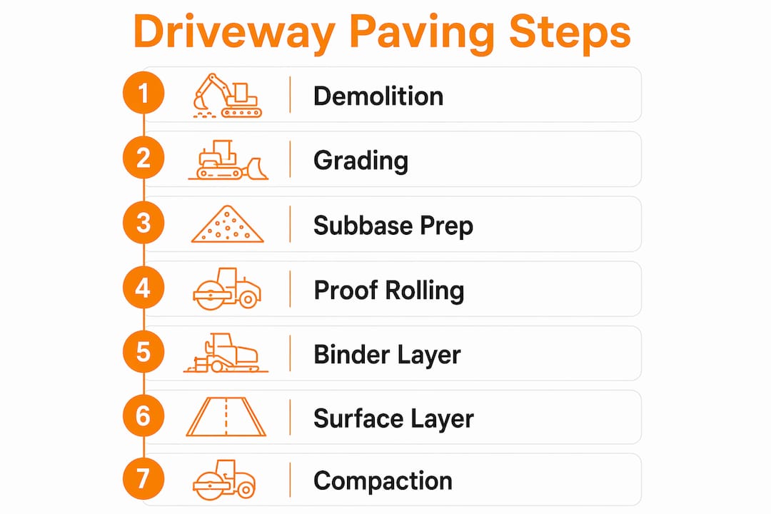 Infographic showing DIY driveway paving steps