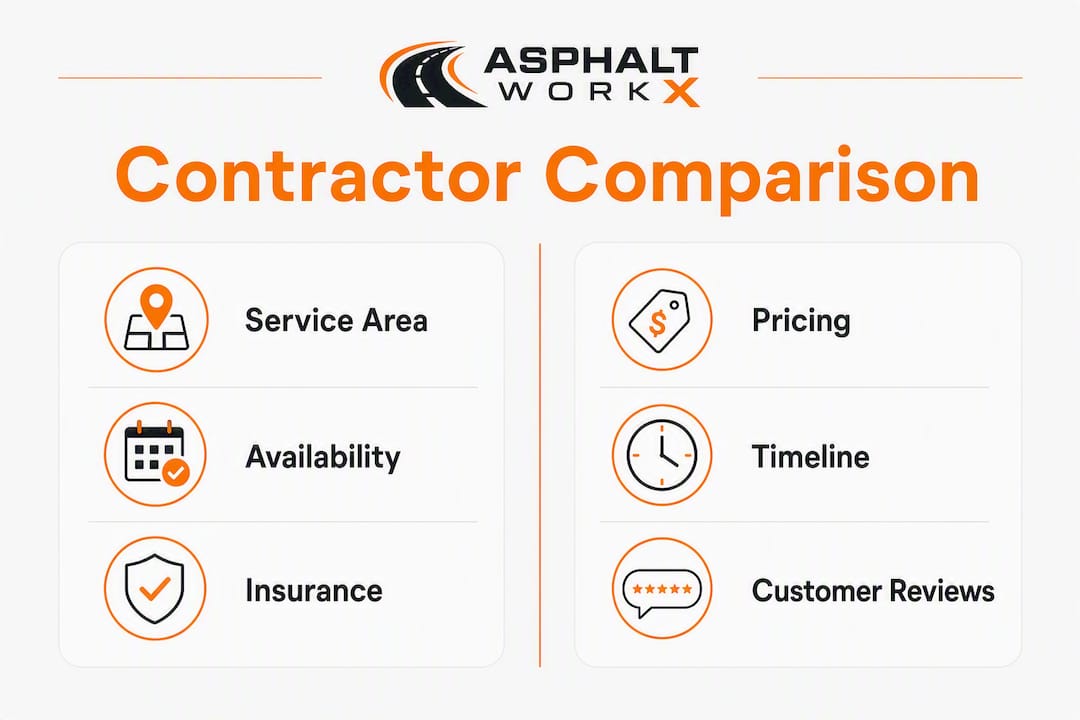 Infographic comparing pavement contractor evaluation dimensions