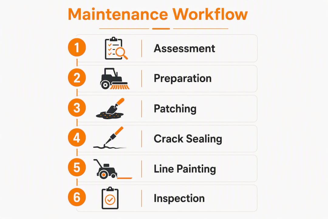 Infographic showing asphalt maintenance process steps