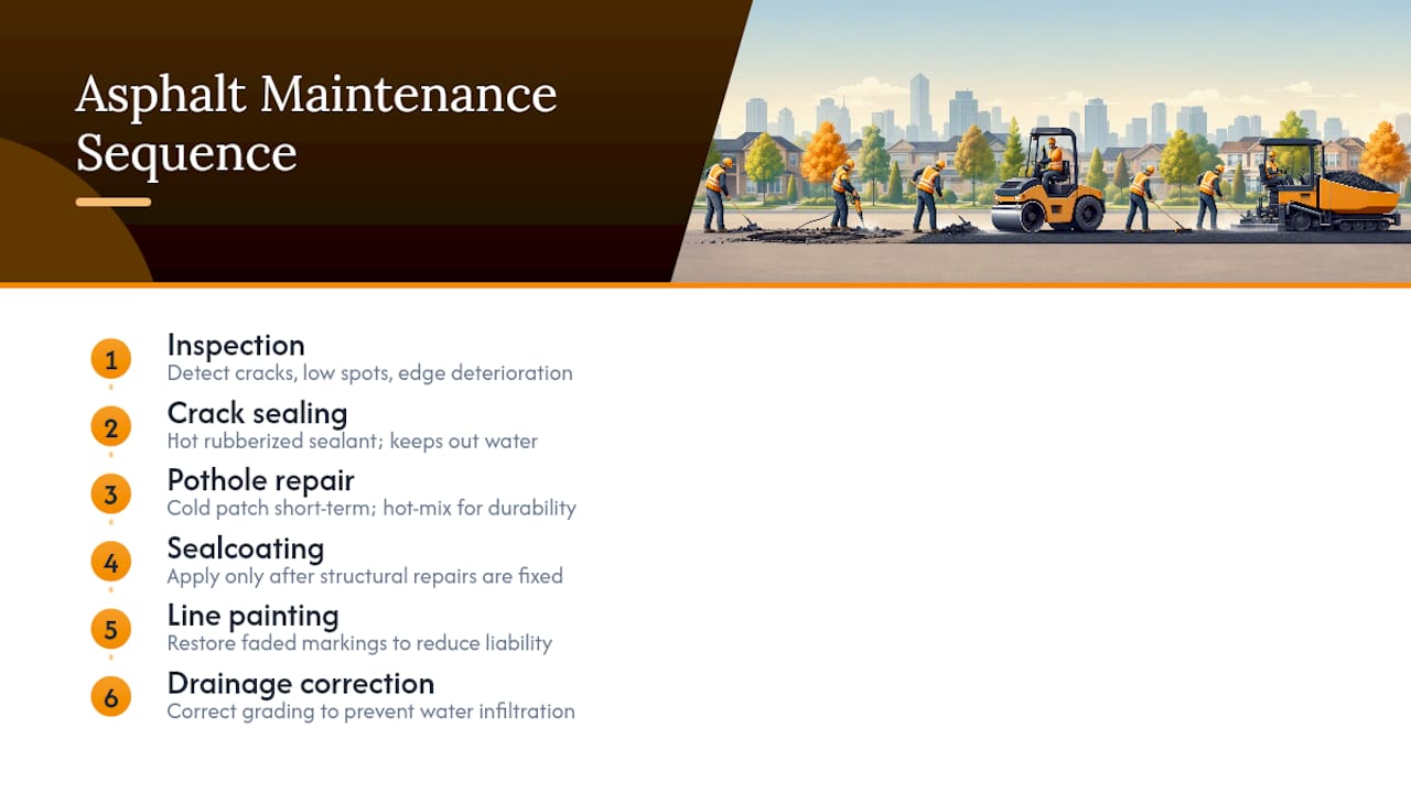 Diagram of asphalt maintenance service sequence