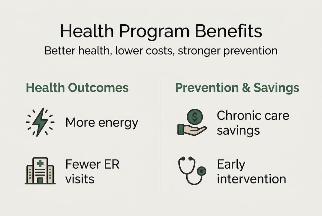 Infographic showing health program benefits overview
