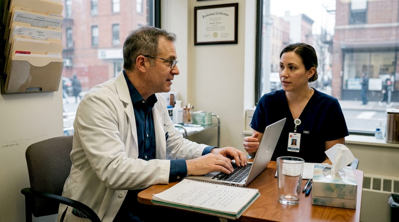 Doctors and nurse coordinating on patient care