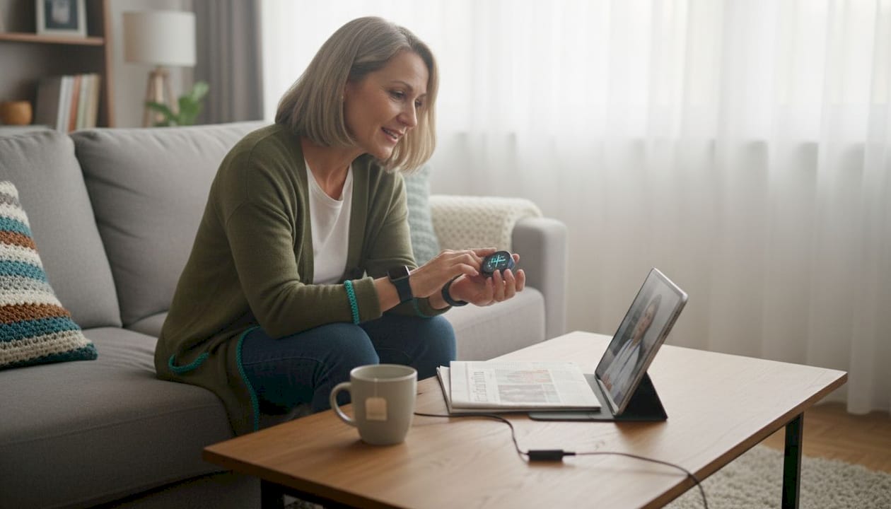 Woman in telehealth session for chronic care