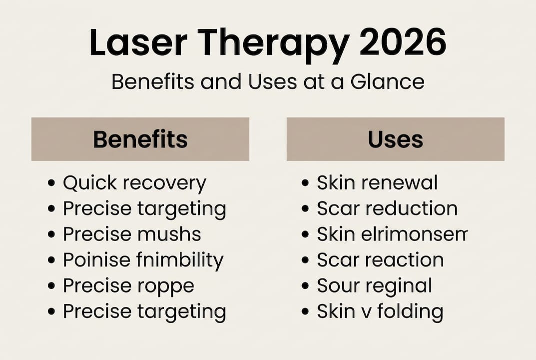 Infographic of laser therapy key uses and benefits