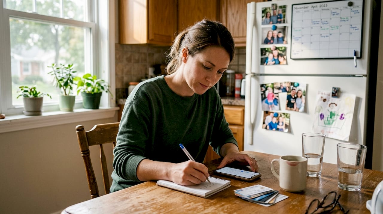 Patient preparing notes for dermatologist appointment