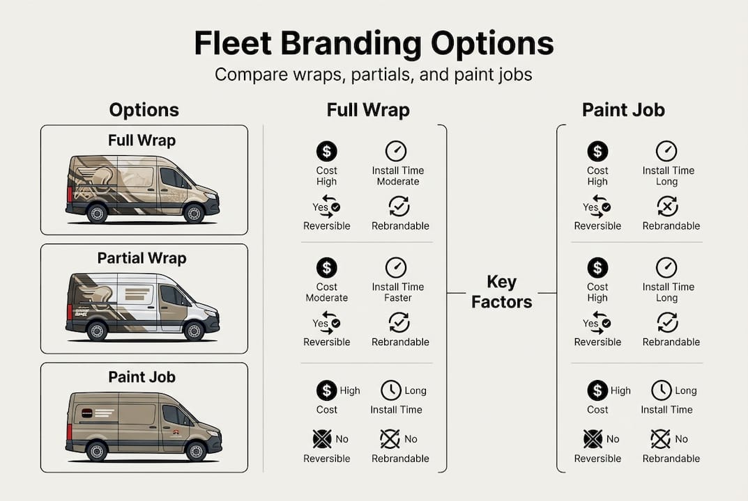 Infographic comparing fleet branding options