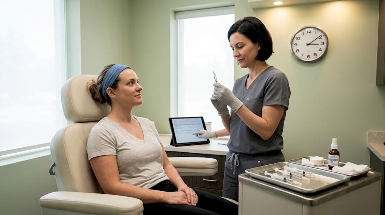 Dermatologist prepares aesthetic treatment in clinic