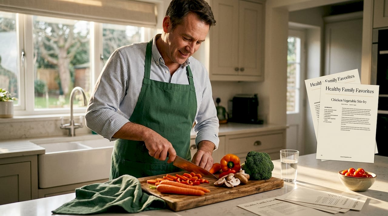 Man preparing healthy meal in kitchen