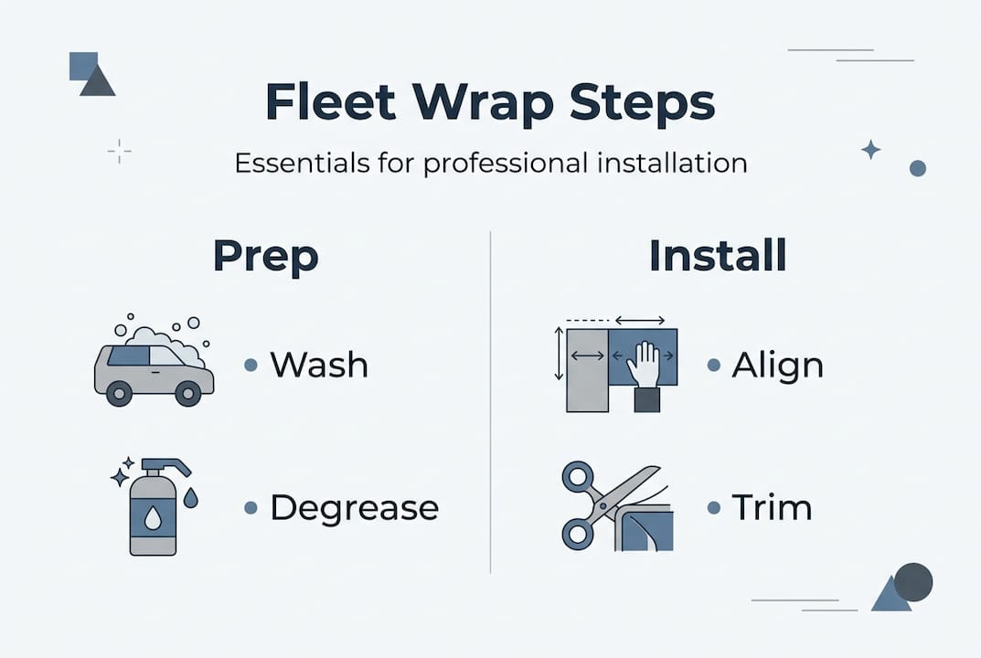 Infographic of fleet wrap install steps