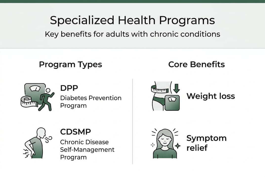 Infographic comparing health program benefits