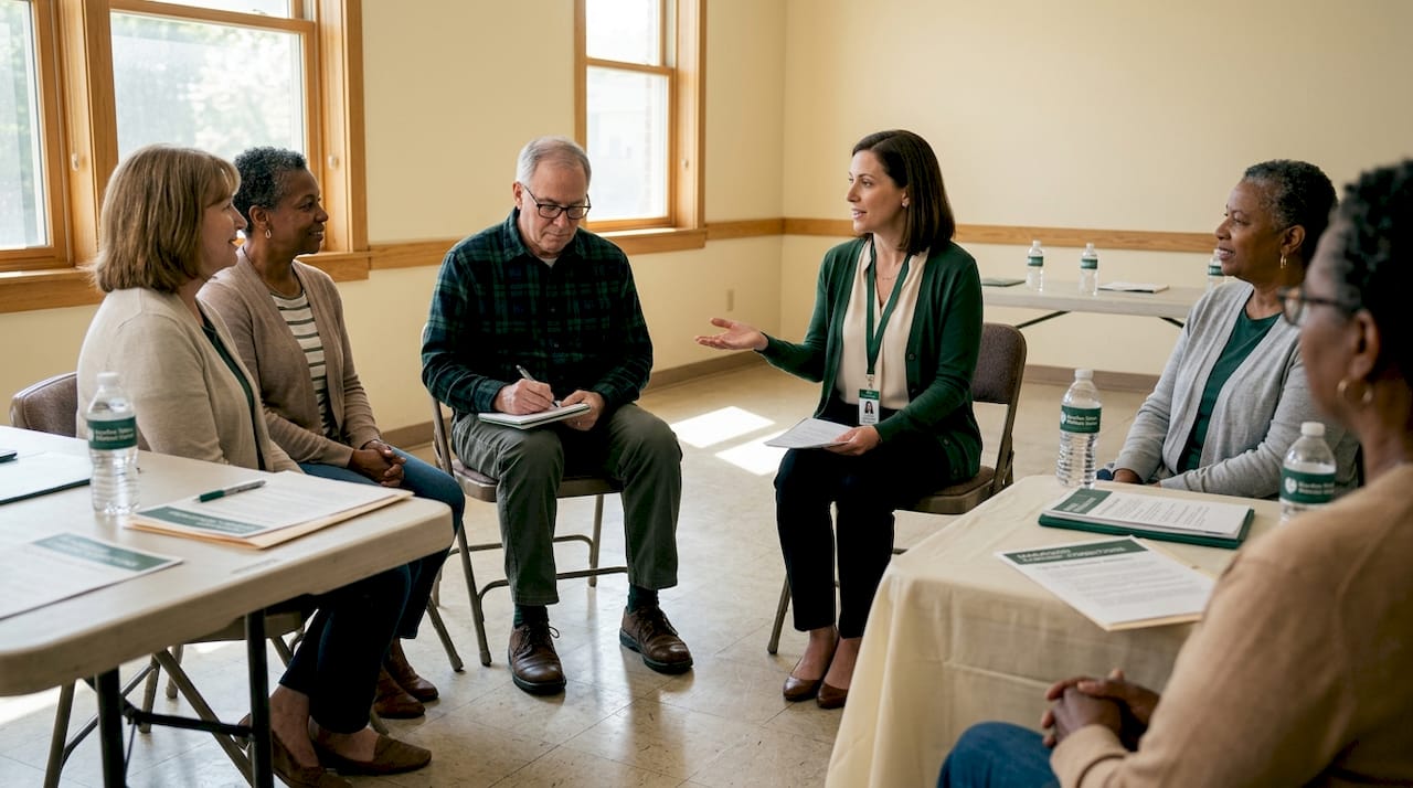 Adults in group health self-management session