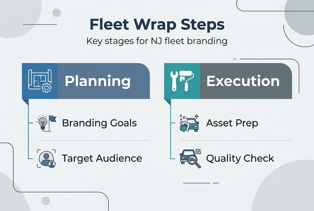 Infographic showing fleet wrap process steps