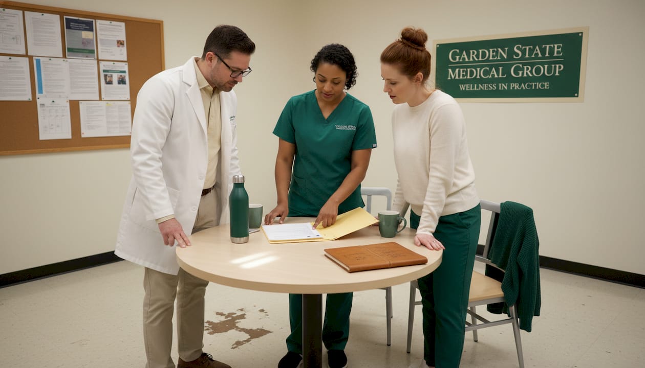 Healthcare team collaborating on patient care