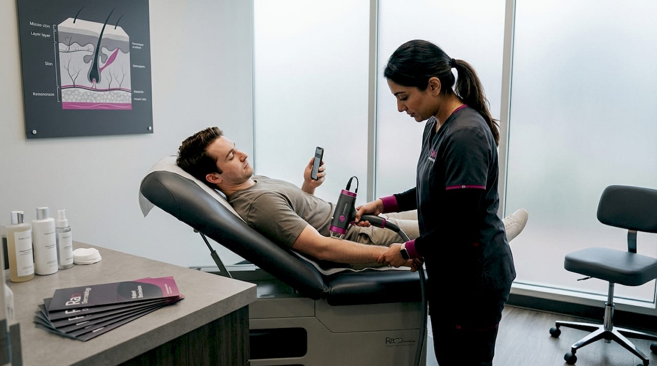 Laser technician performing hair removal procedure