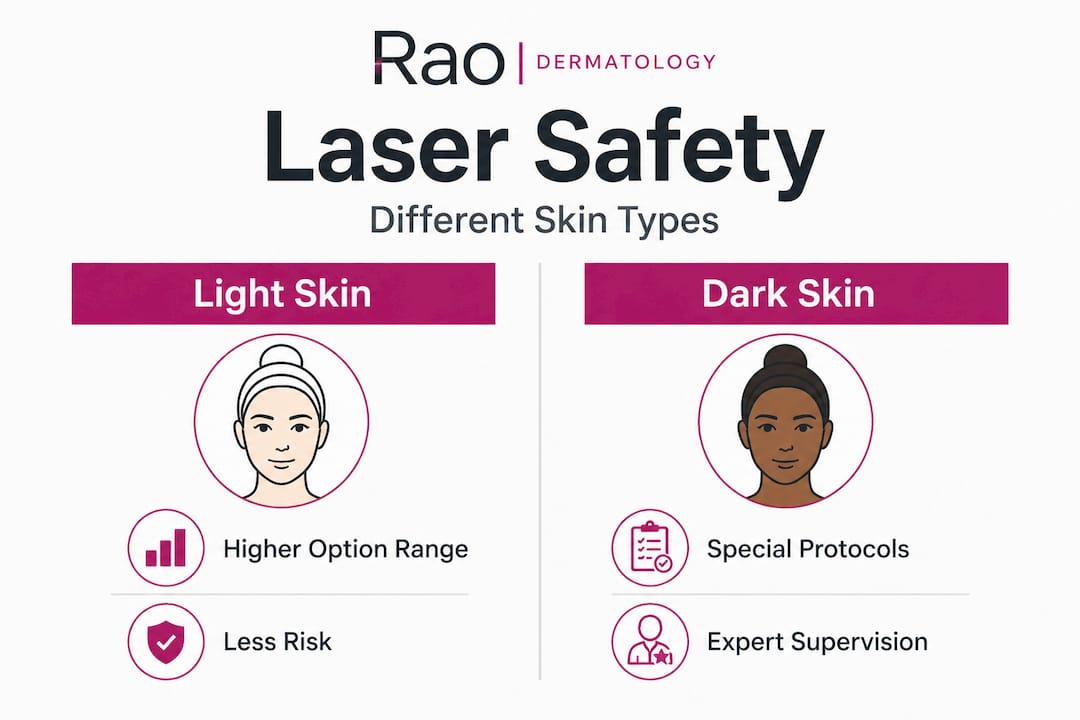Infographic comparing laser safety for skin types