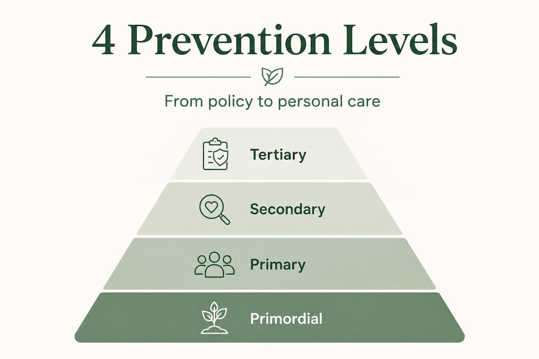 Hierarchy pyramid of four prevention levels