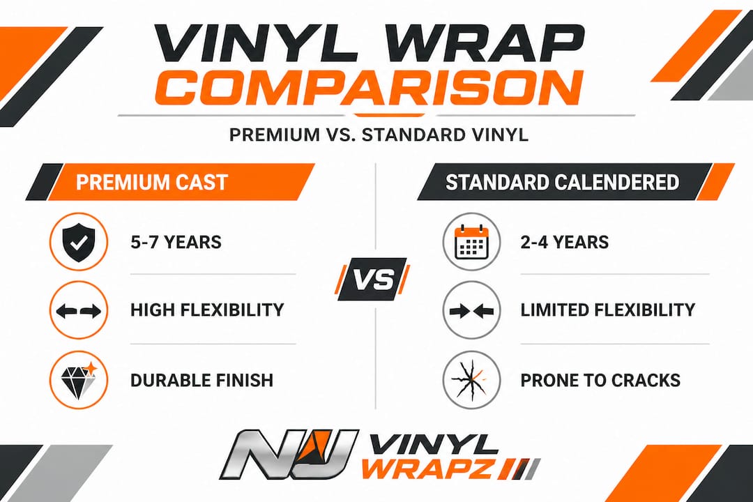 Comparison infographic: premium vs. standard vinyl qualities