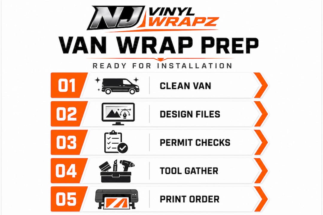Infographic of van wrap preparation process steps
