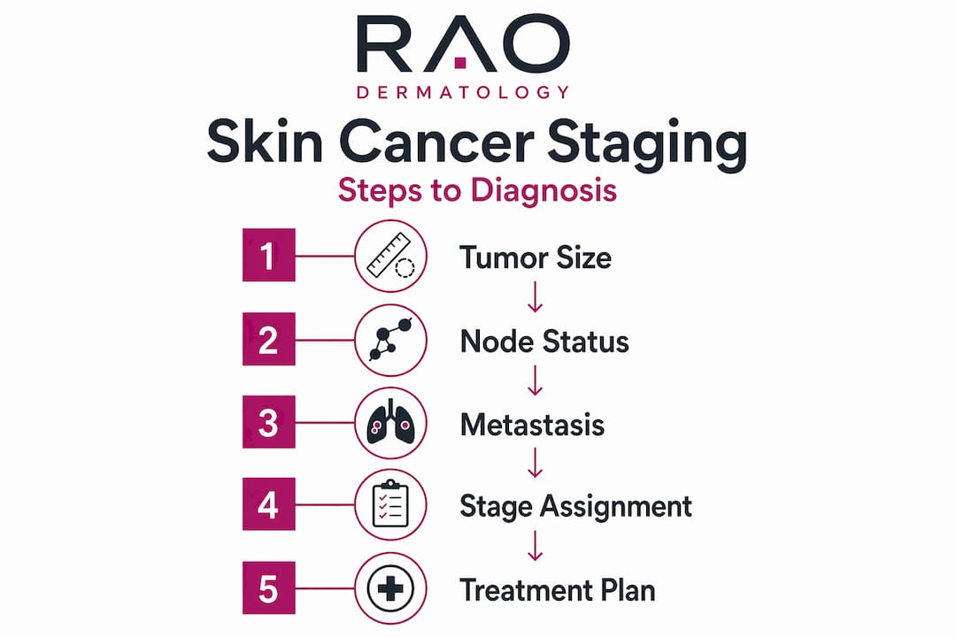 Infographic showing skin cancer staging steps