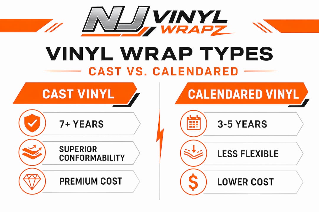 Infographic comparing cast and calendared vinyl wraps