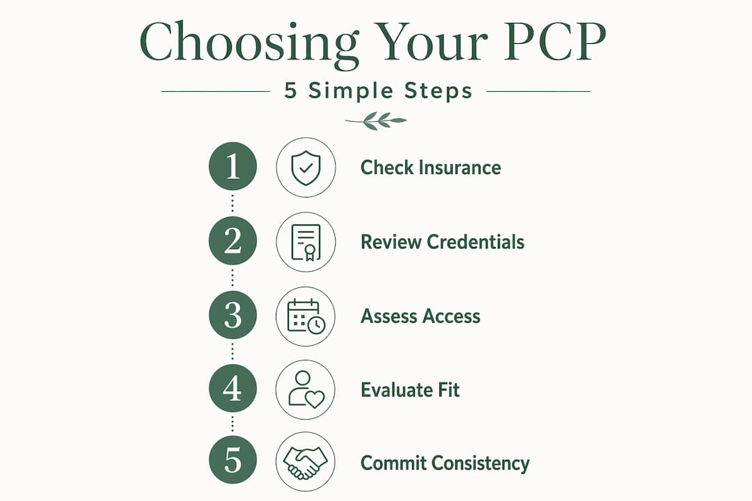 Infographic showing five steps to select a PCP