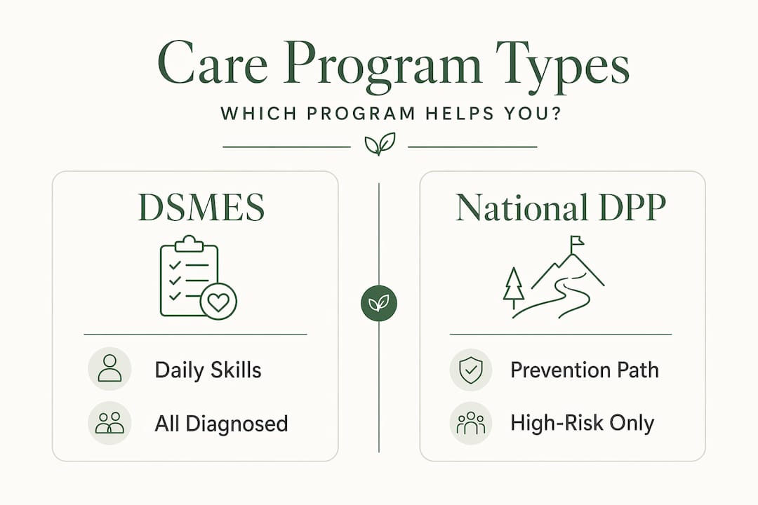Infographic comparing DSMES and National DPP programs