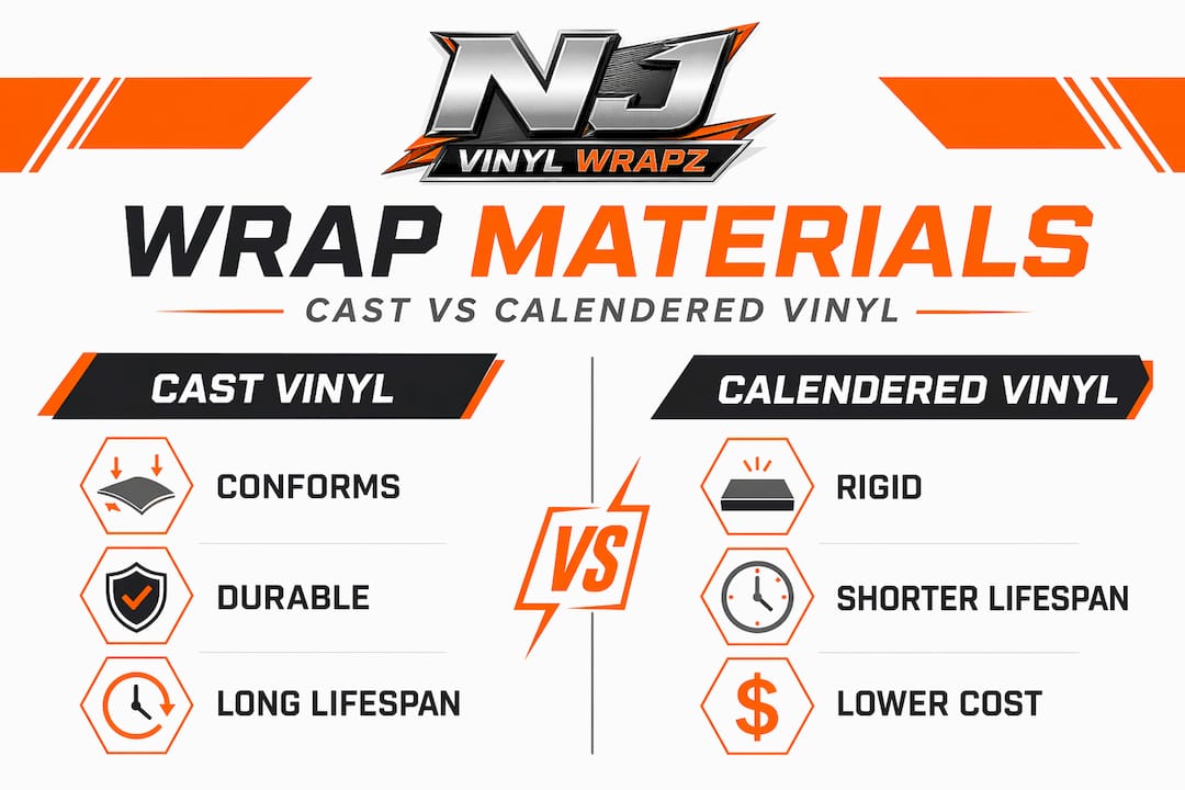 Infographic comparing cast and calendered vinyl