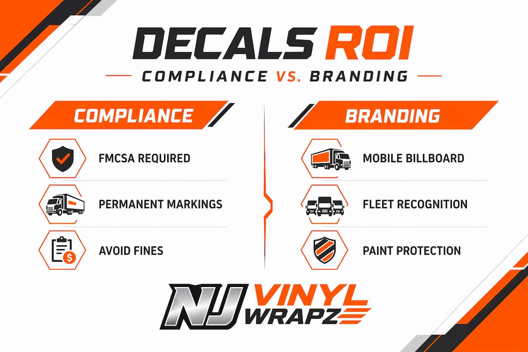 Fleet decal ROI compliance vs branding infographic