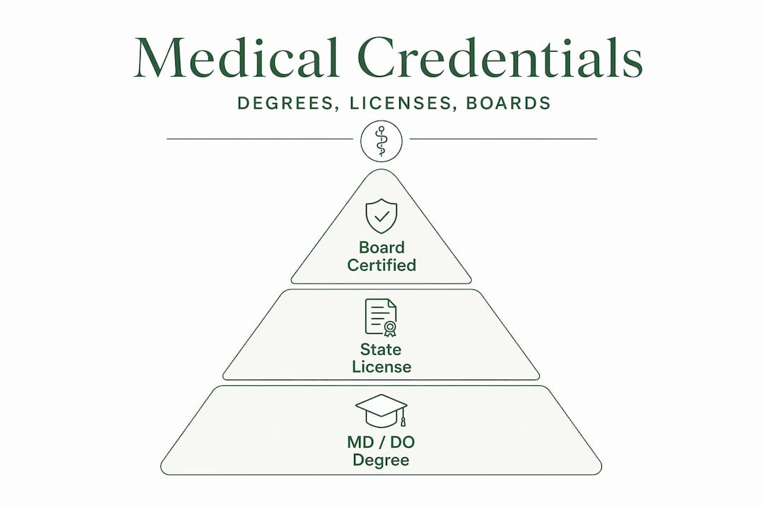 Hierarchy of medical credentials graphic